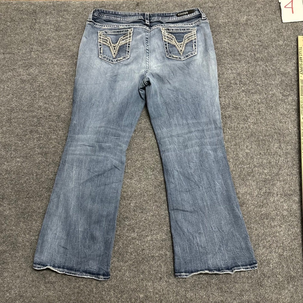 Vigoss Jeans Womens Size 20 Blue Heritage Fit Bootcut Rhinestone Stretch Denim
